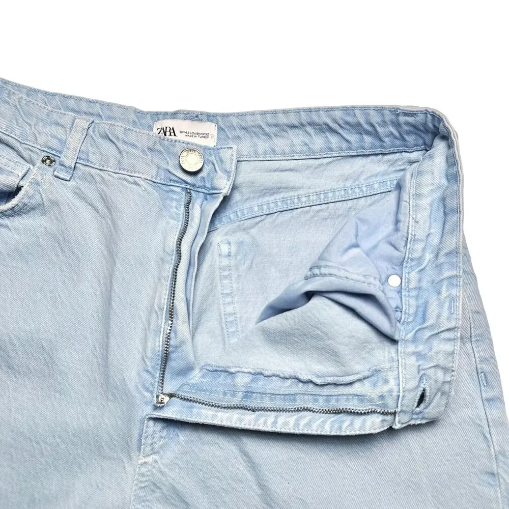 Zara | Women | Light Wash Wide Leg High Rise Classic Denim Jeans | Size US 10
